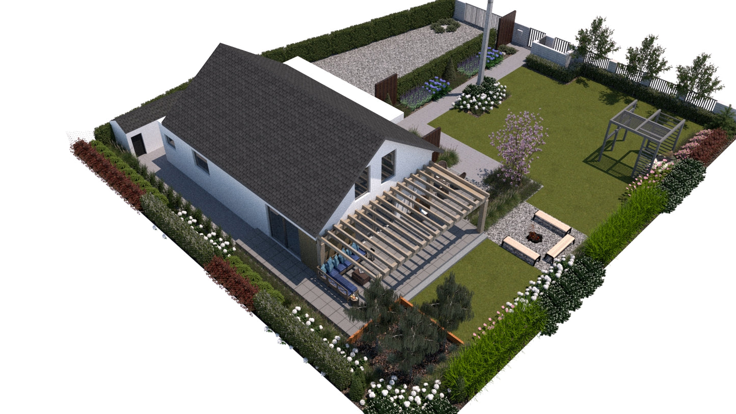 140+ projektów ogrodów z rabatami przy tarasie