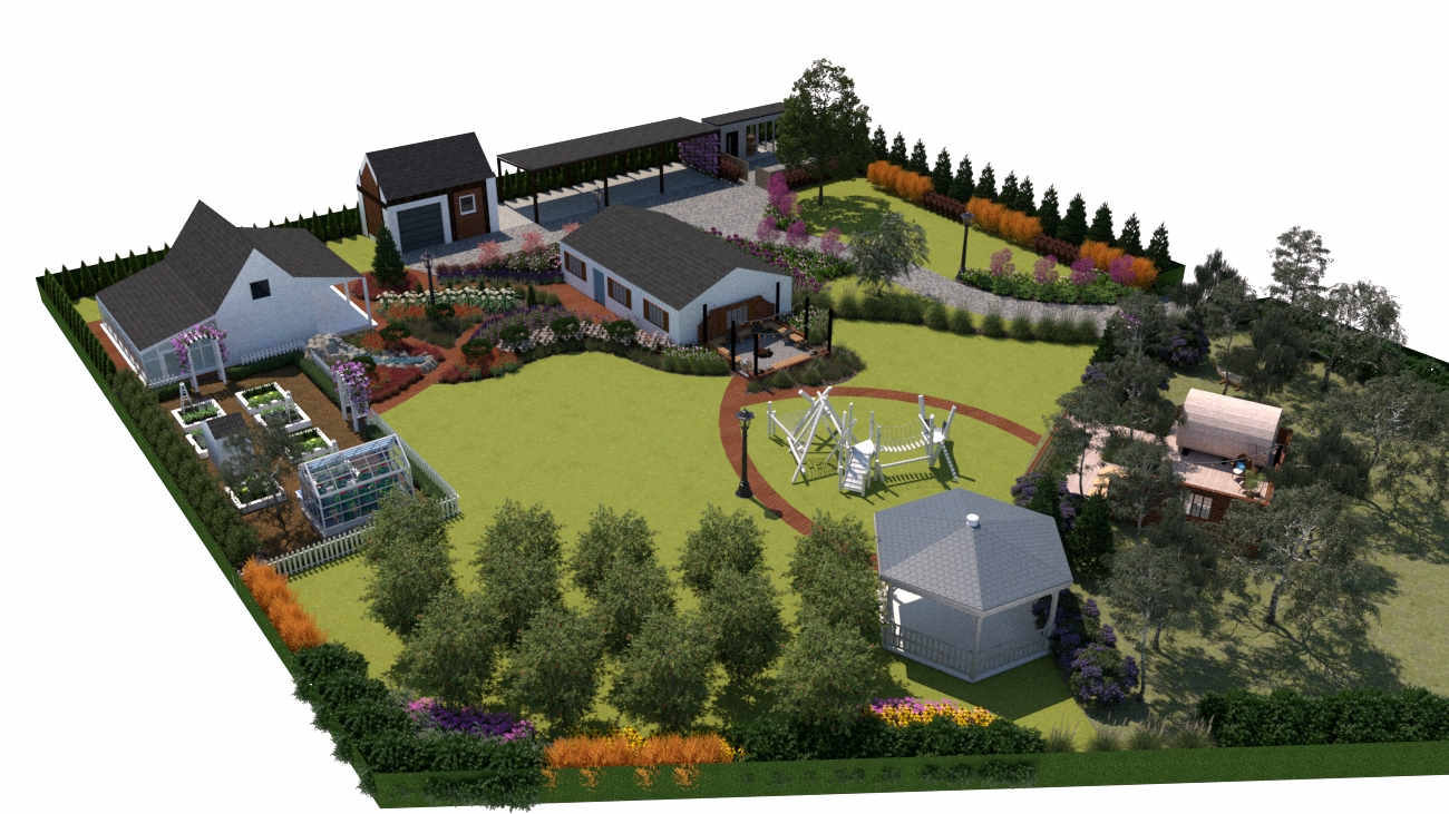 40+ projektów ogrodów z placem zabaw
